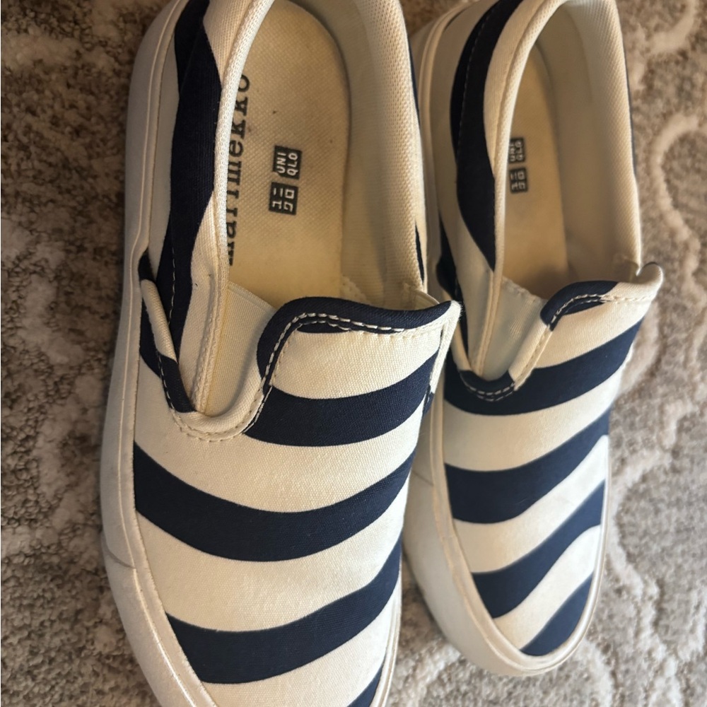 Marimekko Blue and White Striped Flats